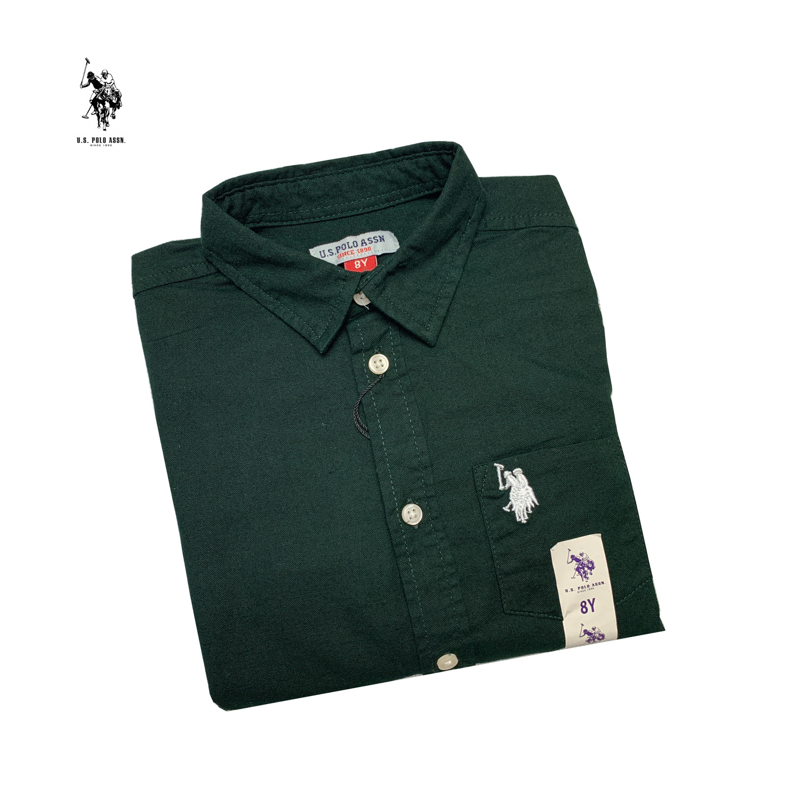 پیراهن پسرانه نخی رنگ سبز برند US Polo