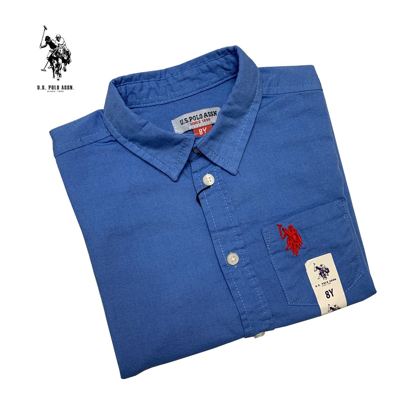 پیراهن پسرانه نخی رنگ آبی برند US Polo