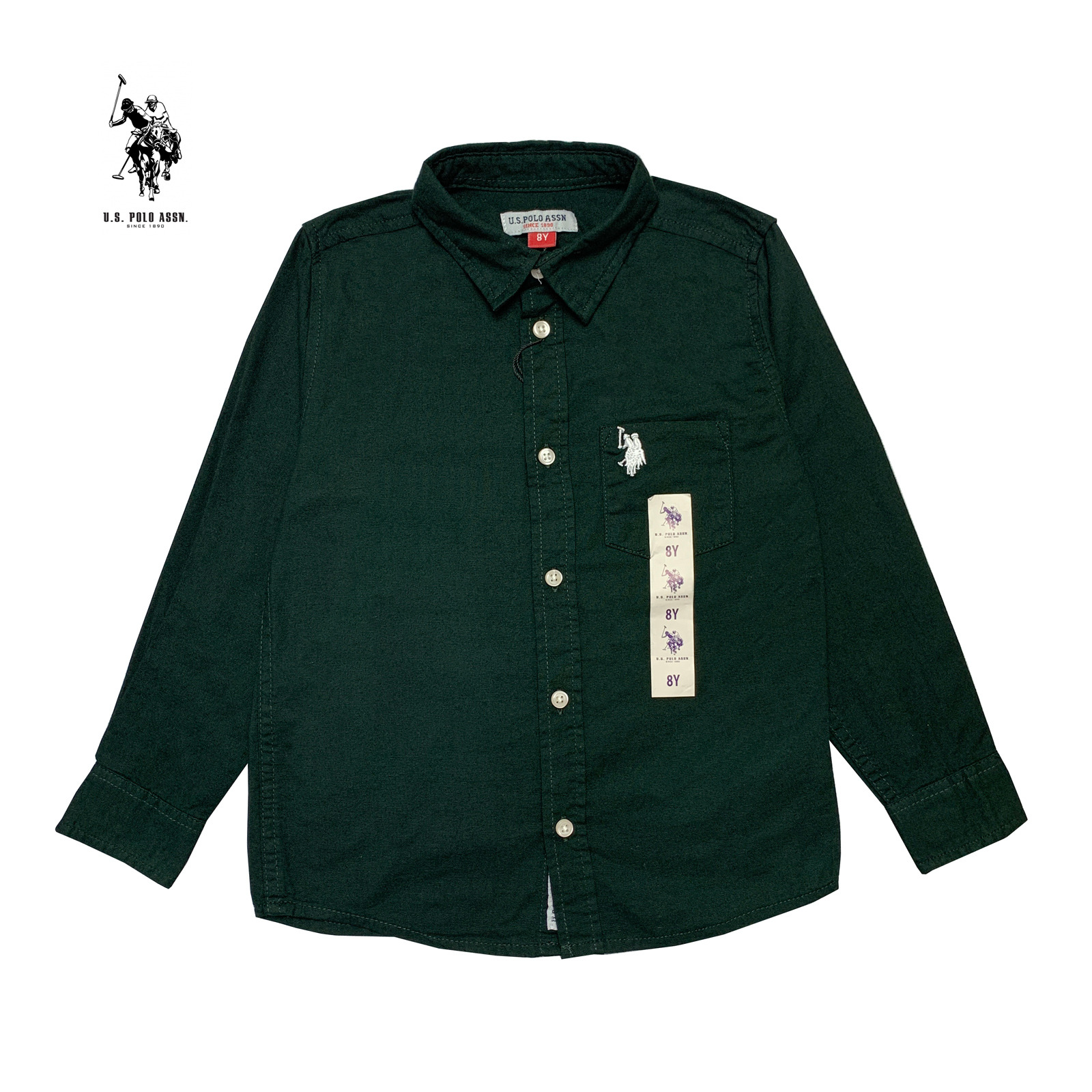 پیراهن پسرانه نخی رنگ سبز برند US Polo